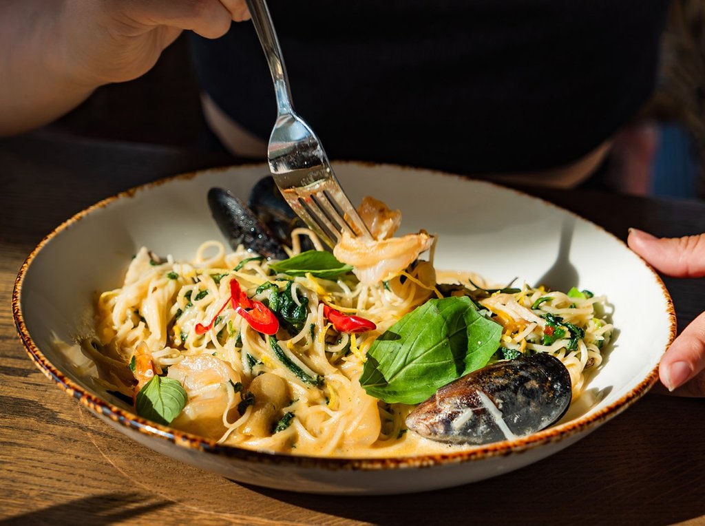 Spaghetti essen in Umbrien